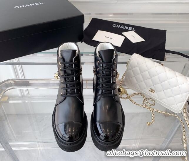 Discount Fashion Chanel Calfskin Platform Lace-ups G39332 Black