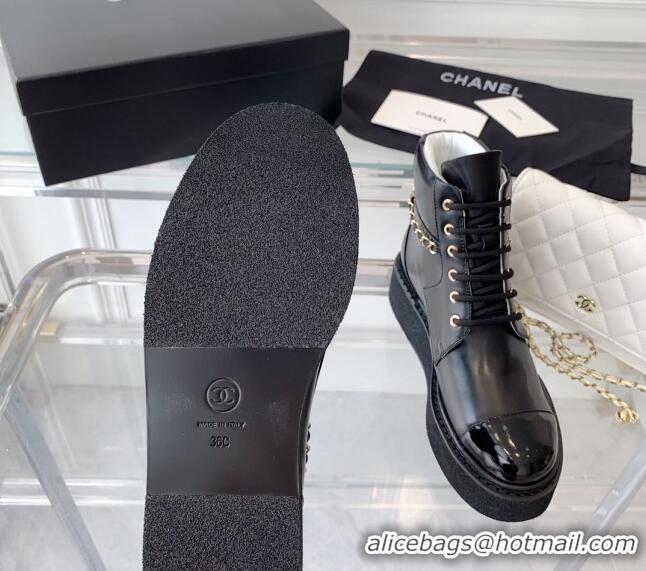 Discount Fashion Chanel Calfskin Platform Lace-ups G39332 Black