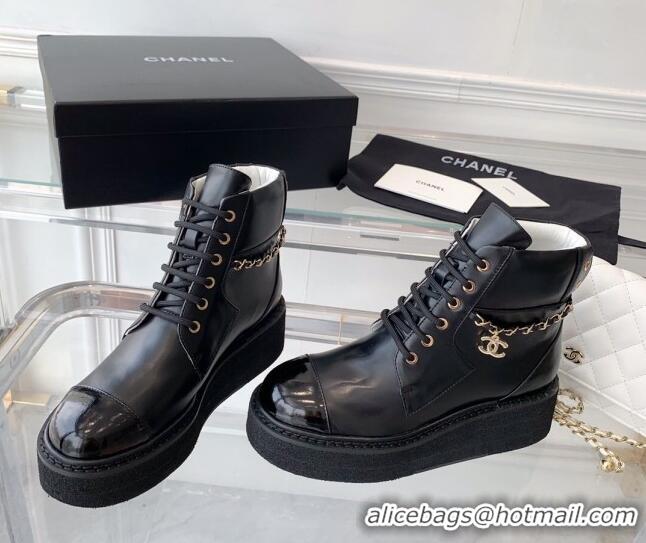 Discount Fashion Chanel Calfskin Platform Lace-ups G39332 Black