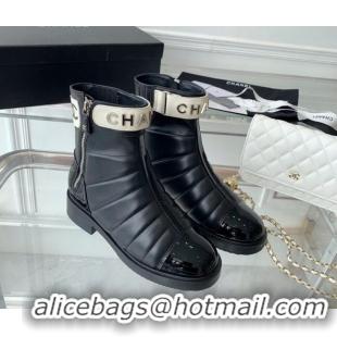 Perfect Chanel Quilted Lambskin Ankle Boots Black 092116