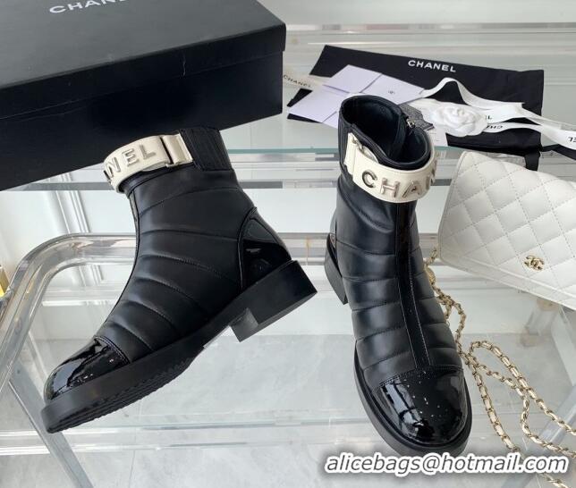 Perfect Chanel Quilted Lambskin Ankle Boots Black 092116