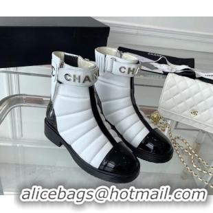 Top Grade Chanel Quilted Lambskin Ankle Boots White 092117