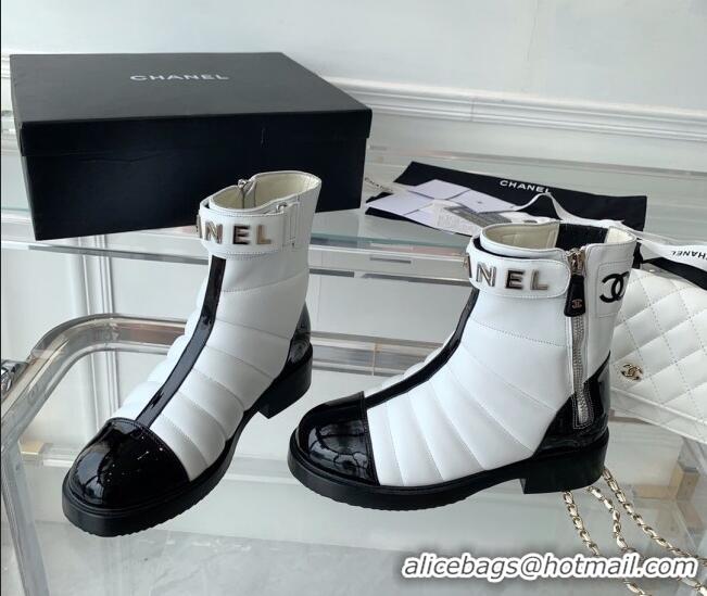 Top Grade Chanel Quilted Lambskin Ankle Boots White 092117