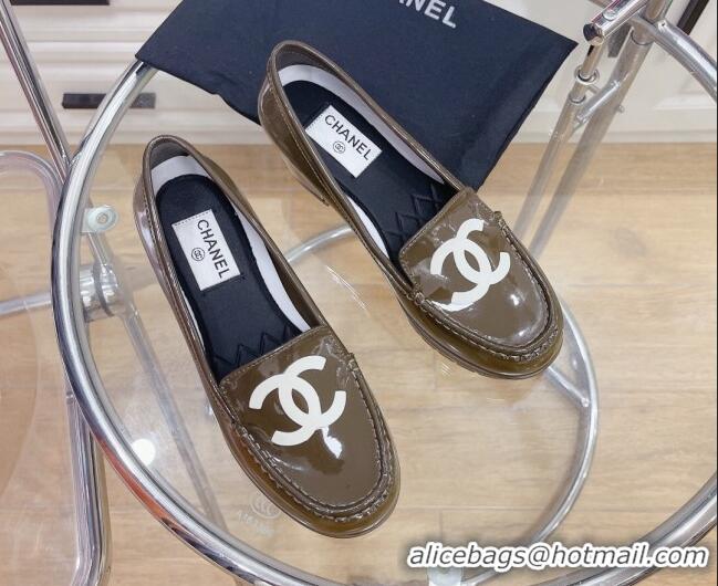 Unique Style Chanel CC Patent Leather Loafers Oliver 092126