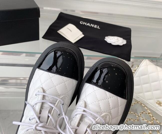 1:1 aaaaa Chanel Quilted Calfskin Ankle Boots with Crystal CC White 092129