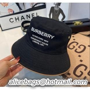 Top Quality Burberry Cotton Bucket Hat 1109 Black 2022