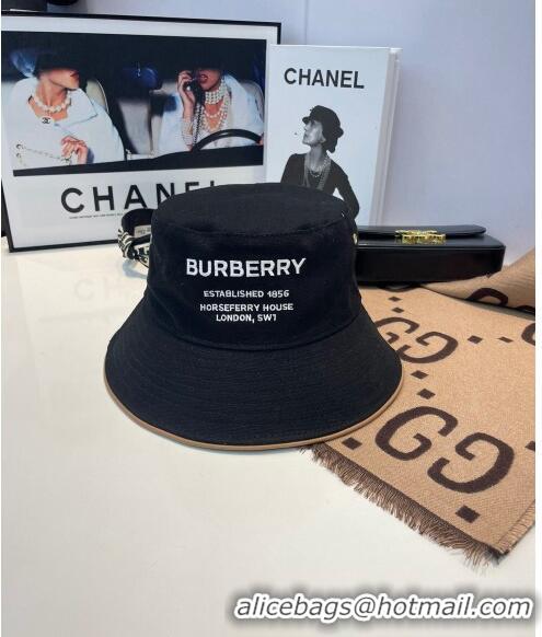 Top Quality Burberry Cotton Bucket Hat 1109 Black 2022