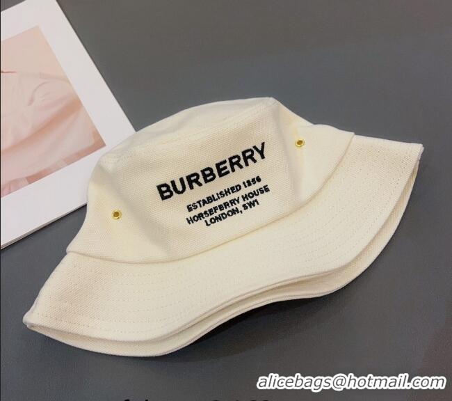 Shop Best Burberry Men's Horseferry Cotton Bucket Hat 1109 White 2022