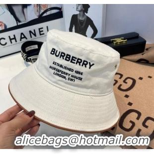 Super Quality Burberry Cotton Bucket Hat 1109 White/Brown 2022