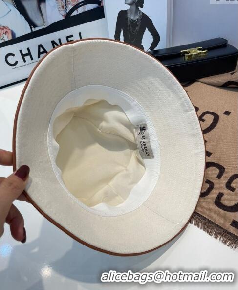 Super Quality Burberry Cotton Bucket Hat 1109 White/Brown 2022