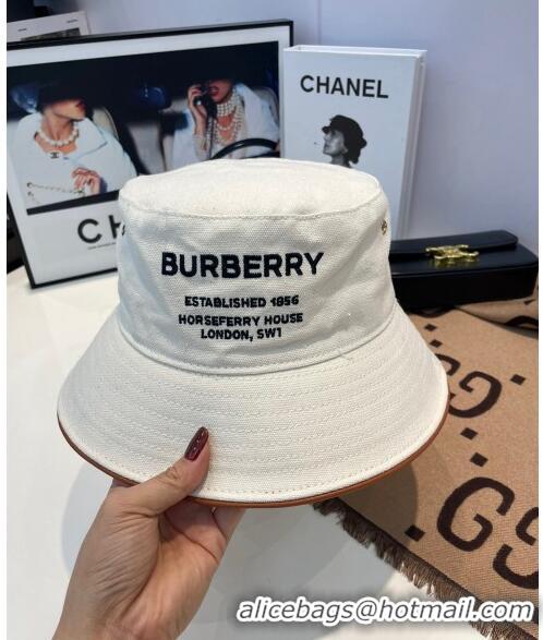 Super Quality Burberry Cotton Bucket Hat 1109 White/Brown 2022