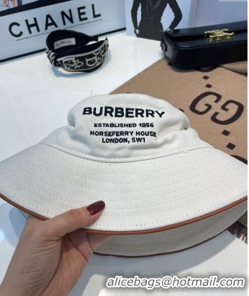 Super Quality Burberry Cotton Bucket Hat 1109 White/Brown 2022