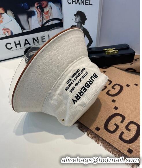 Super Quality Burberry Cotton Bucket Hat 1109 White/Brown 2022