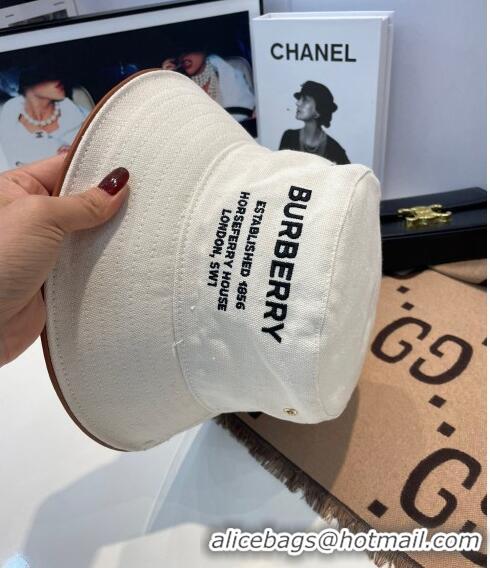 Super Quality Burberry Cotton Bucket Hat 1109 White/Brown 2022