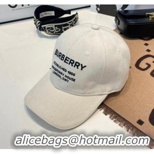 Buy Discount Burberry Horseferry Cotton Baseball Hat B10937 White 2022