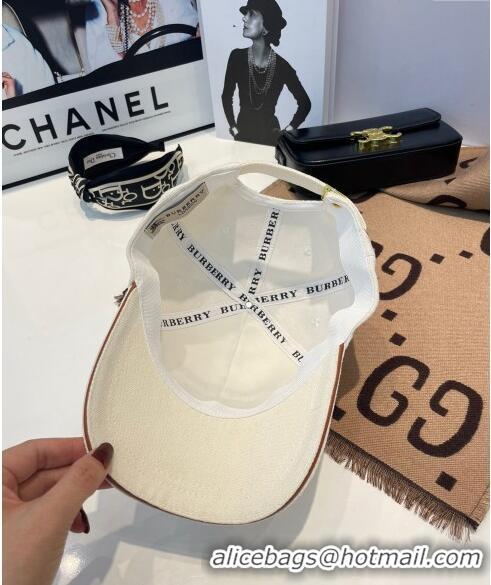 Buy Discount Burberry Horseferry Cotton Baseball Hat B10937 White 2022