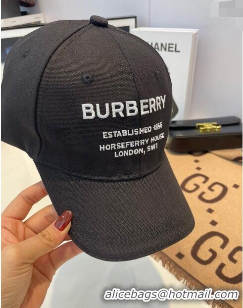 Well Crafted Burberry Horseferry Cotton Baseball Hat B10937 Black 2022