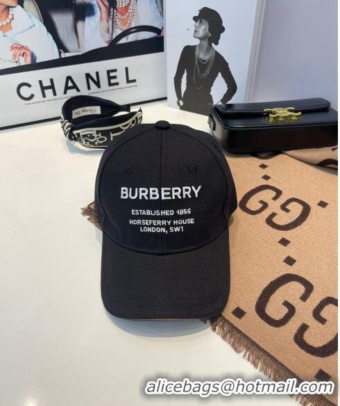 Well Crafted Burberry Horseferry Cotton Baseball Hat B10937 Black 2022