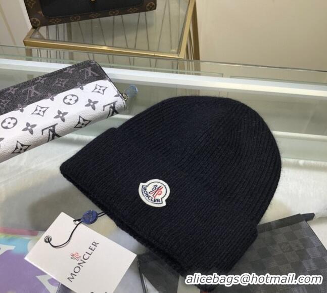 Top Quality Moncler Wool Knit Hat 110903 Black 2022