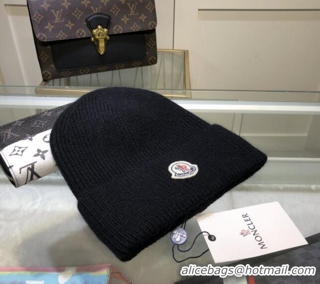 Top Quality Moncler Wool Knit Hat 110903 Black 2022