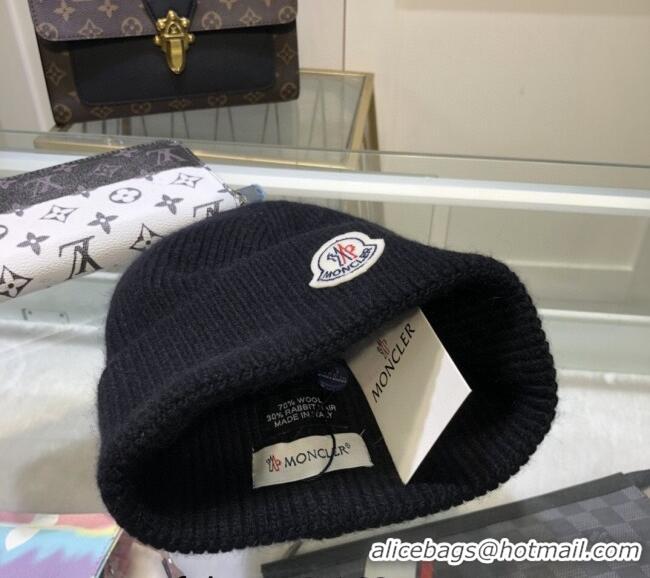 Top Quality Moncler Wool Knit Hat 110903 Black 2022