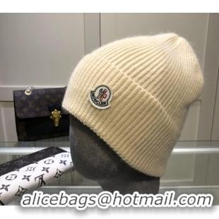 Good Quality Moncler Wool Knit Hat Cream 110903 White 2022