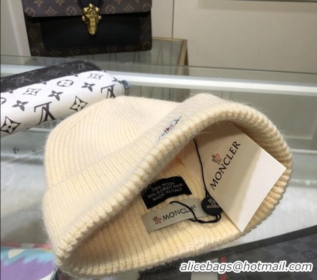 Good Quality Moncler Wool Knit Hat Cream 110903 White 2022