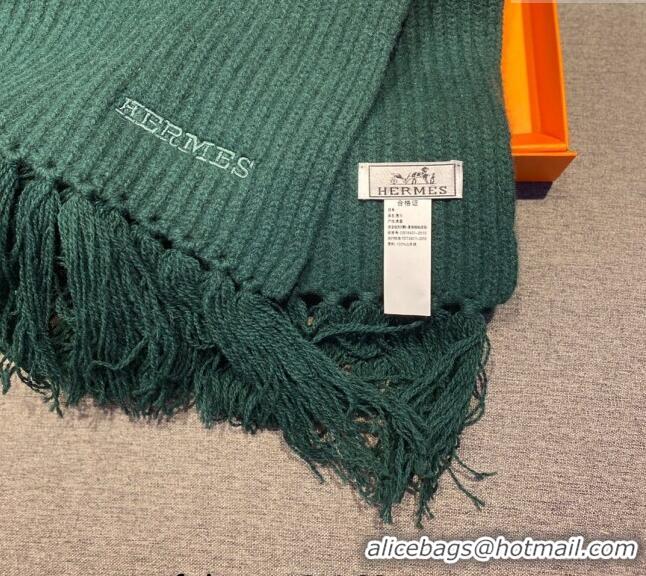 Best Discount Hermes Knit Cashmere Scarf and Hat 40x220cm Set H12270 Green 2022