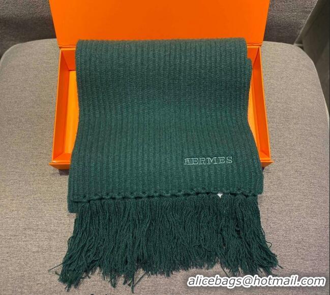 Best Discount Hermes Knit Cashmere Scarf and Hat 40x220cm Set H12270 Green 2022