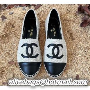 Good Quality Chanel Shearling Espadrilles Light Grey 101225