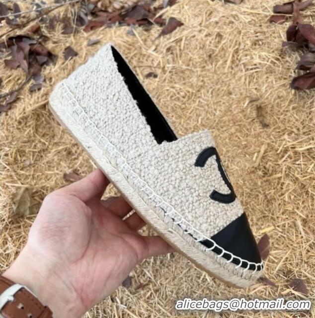 Good Quality Chanel Shearling Espadrilles Light Grey 101225