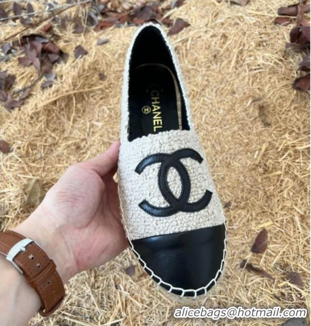 Good Quality Chanel Shearling Espadrilles Light Grey 101225