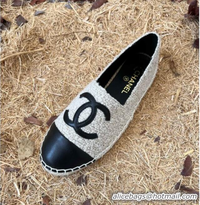 Good Quality Chanel Shearling Espadrilles Light Grey 101225