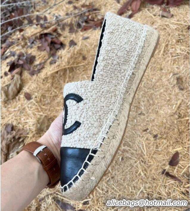 Good Quality Chanel Shearling Espadrilles Light Grey 101225