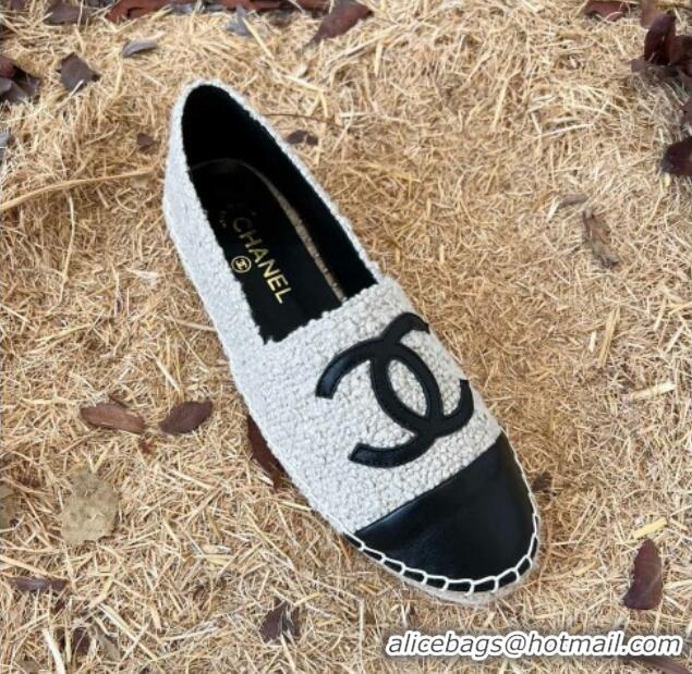 Good Quality Chanel Shearling Espadrilles Light Grey 101225