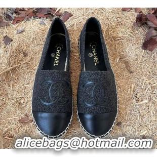 Discount Chanel Shearling Espadrilles Black 2101226