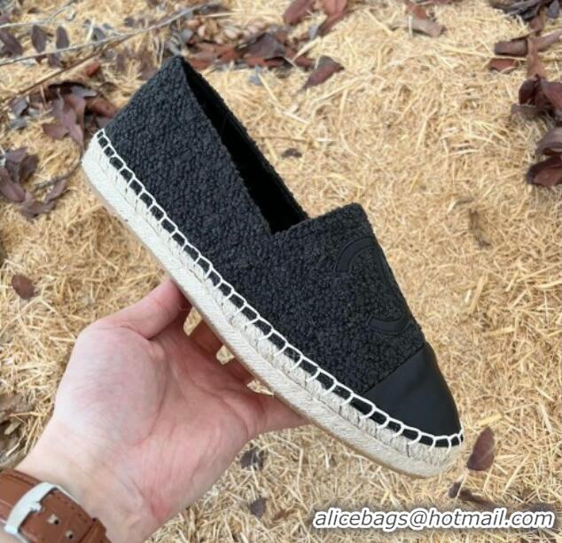 Discount Chanel Shearling Espadrilles Black 2101226