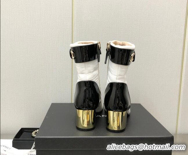 Luxury Chanel Down Ankle Boots with CHANEL Buckle 5.5cm White 101229