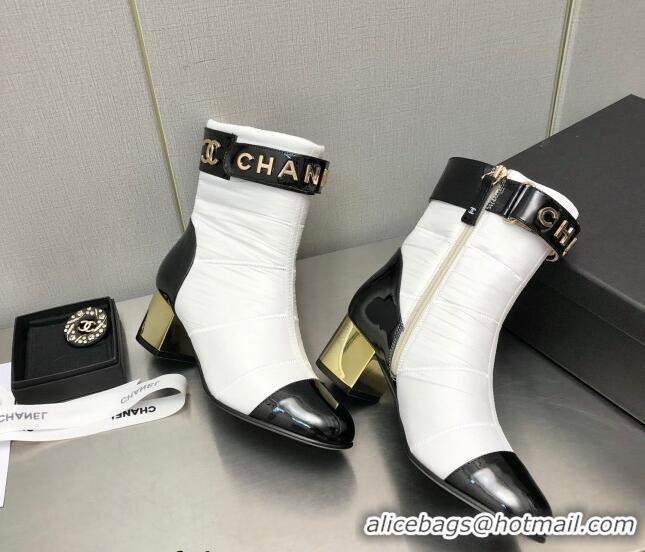 Luxury Chanel Down Ankle Boots with CHANEL Buckle 5.5cm White 101229