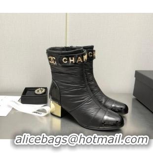 Perfect Chanel Down Ankle Boots with CHANEL Buckle 5.5cm Black 101230