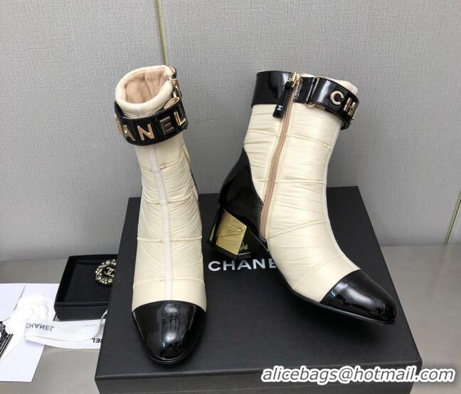 Best Price Chanel Down Ankle Boots with CHANEL Buckle 5.5cm Light Yellow 101231