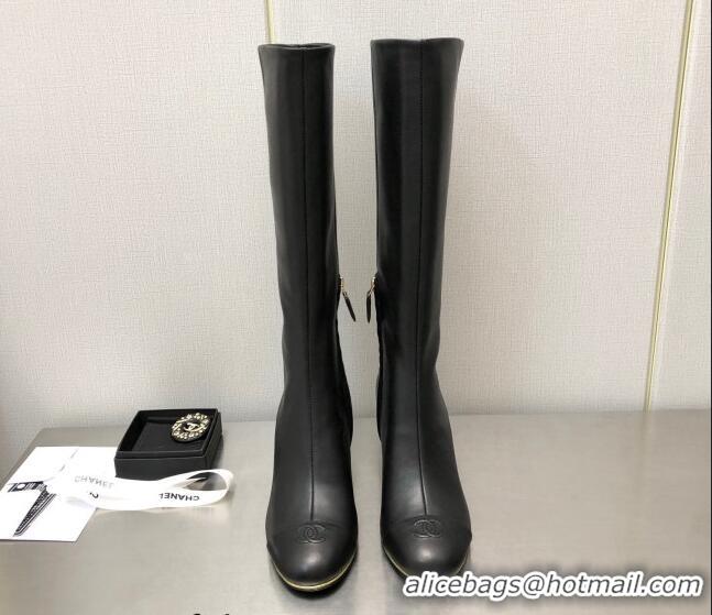 Comfortable Chanel Stretch Lambskin Wedge High Boots G39430 6cm Black