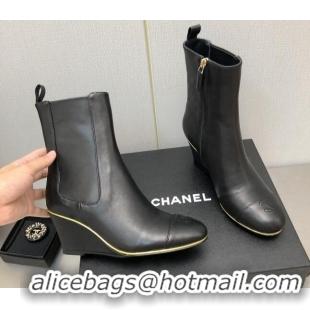 Fashion Chanel Stretch Lambskin Wedge Ankle Boots G39428 6cm