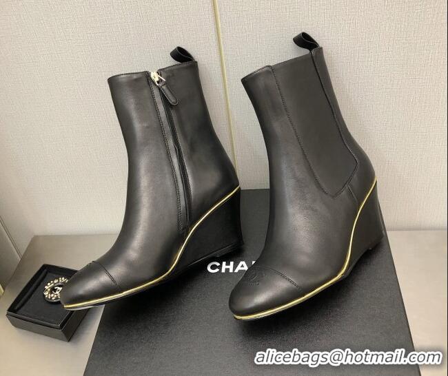 Fashion Chanel Stretch Lambskin Wedge Ankle Boots G39428 6cm