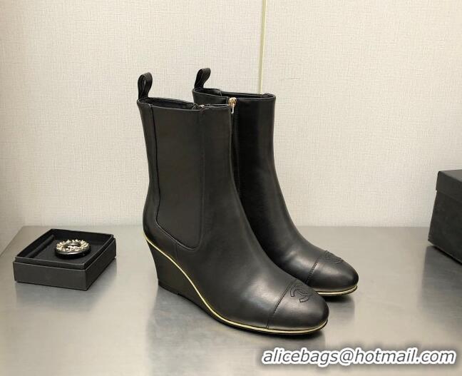 Fashion Chanel Stretch Lambskin Wedge Ankle Boots G39428 6cm