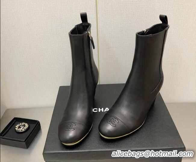 Fashion Chanel Stretch Lambskin Wedge Ankle Boots G39428 6cm