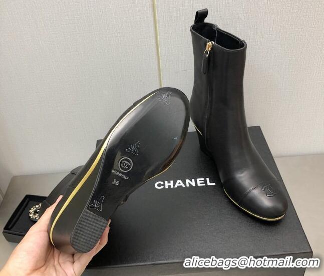 Fashion Chanel Stretch Lambskin Wedge Ankle Boots G39428 6cm