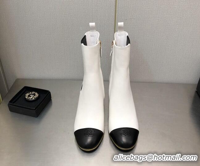 Best Grade Chanel Stretch Lambskin Wedge Ankle Boots G39428 6cm White