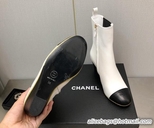 Best Grade Chanel Stretch Lambskin Wedge Ankle Boots G39428 6cm White