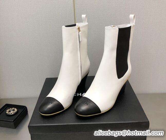 Best Grade Chanel Stretch Lambskin Wedge Ankle Boots G39428 6cm White